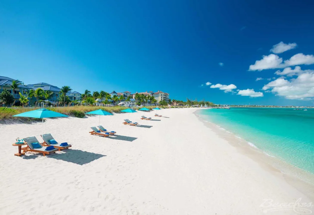Beaches Turks & Caicos loungers on beach